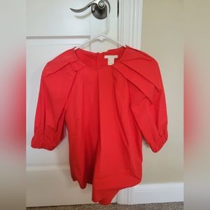 H & M womens rust blouse, balloon sleeves, size 8